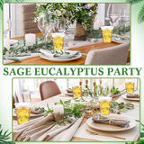 60 Pack Mr and Mrs Wedding Cups 12 oz Sage Green Eucalyptus