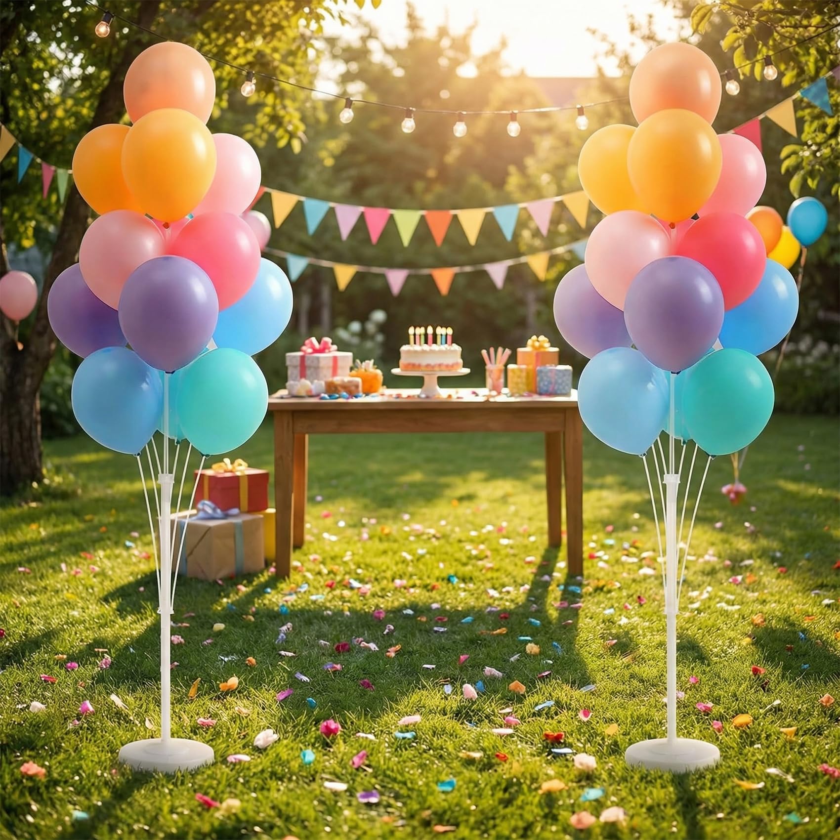 Tosuced Balloon Column Stand Kit,2 Sets of Assorted Rainbow Balloon