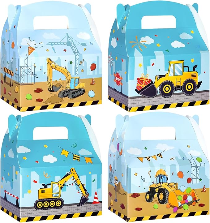 WERNNSAI 12 Pack Construction Party Boxes - Construction Birthday