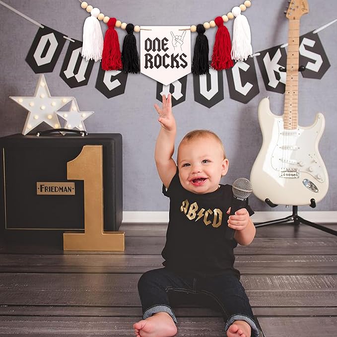 One Rocks High Chair Banner Rock And Roll 1st Birthday Party