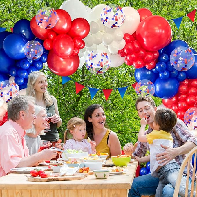 BAUANOOY Red White and Blue Balloons, 60pcs 12 Inch Red White and