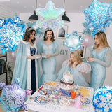 Biapian Snowflakes Balloons Set, Large Snowflake Shaped Foil Balloon,