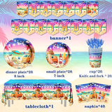 142pcs Sunset Beach Summer Tableware Set Beach Theme Party