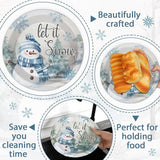 96pcs Christmas Party Plates and Napkins Blue and Gray Winter