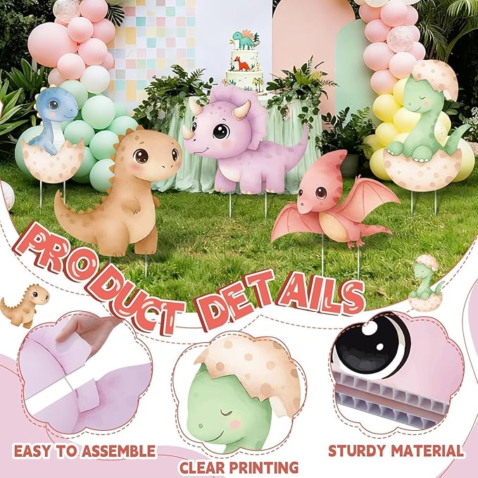 5Pcs Dinosaur Baby Shower Decorations Large Baby Dinosaur Cardboard