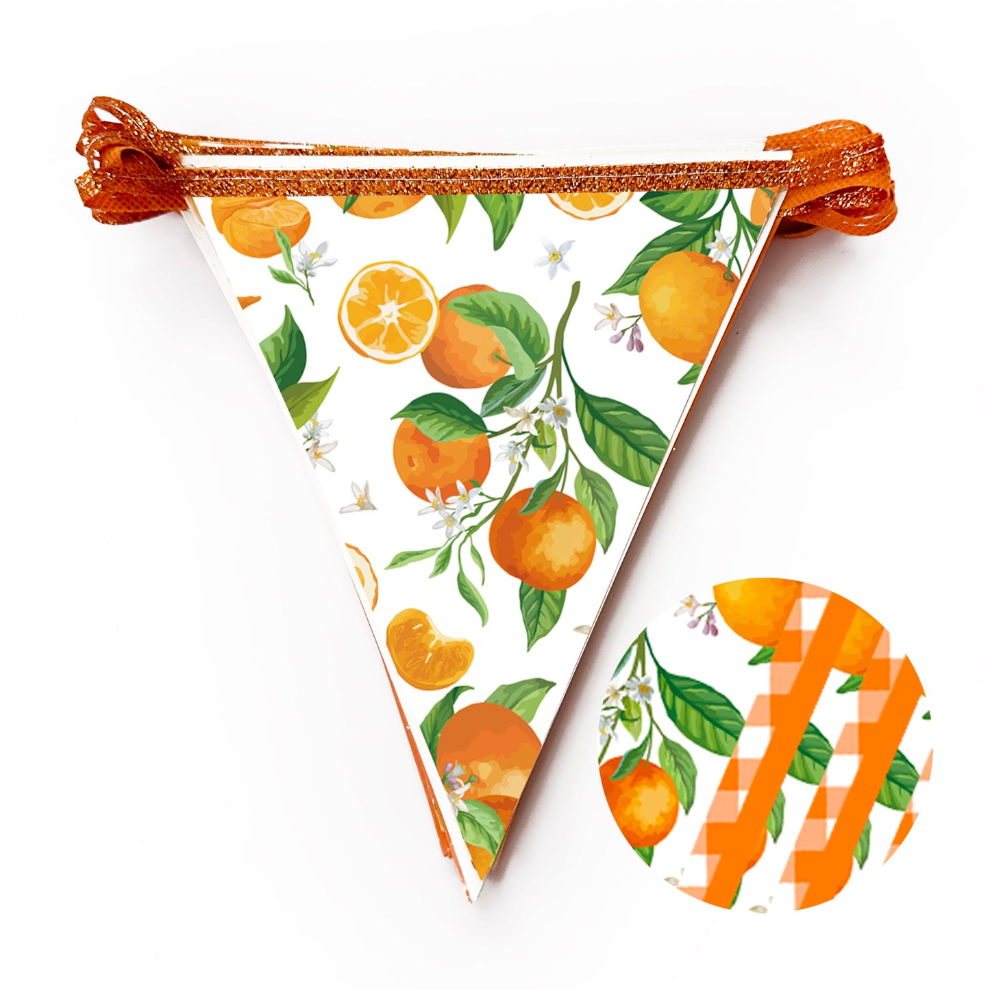 Citrus Orange Party Decorations Orange Plaid Floral Pennant Banner