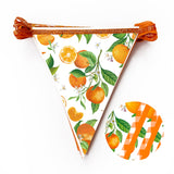 Citrus Orange Party Decorations Orange Plaid Floral Pennant Banner