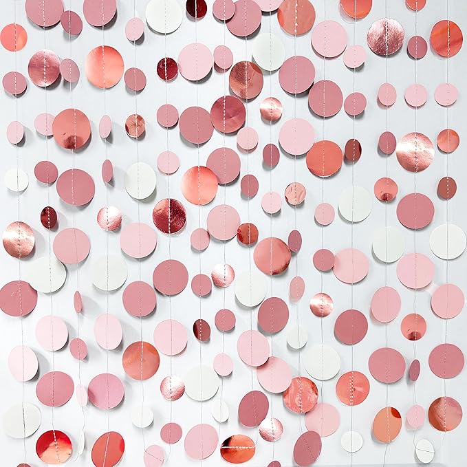 Rose Gold Party Decorations Dusty Pink Circle Dots Garland Blush
