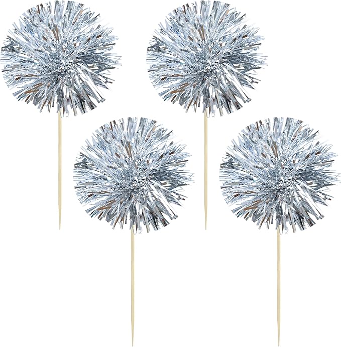 Gyufise 30Pcs Foil Firework Cupcake Toppers Sparkle Tinsel Cake #26