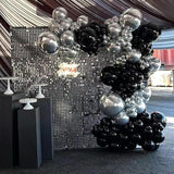 Black and Silver Balloons, 67pcs 12 Inch Metallic Silver and Black