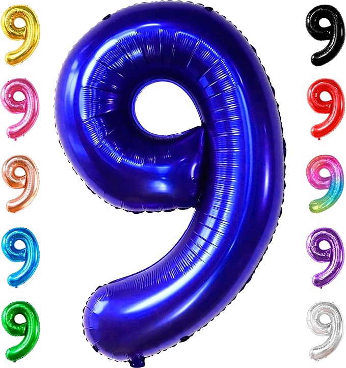 KatchOn, Giant Royal Blue Number 9 Balloon - 40 Inch | Foil 9