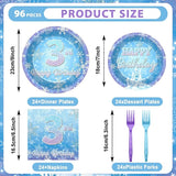 Snowflake Winter Wonderland 3rd Birthday Paper Plates Napkins Forks