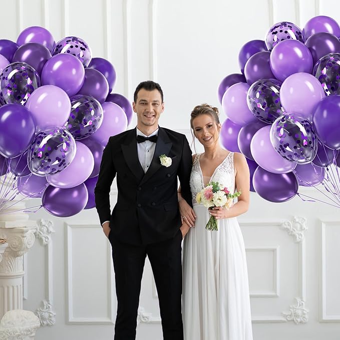 60pcs Purple Balloons 12inch with Metallic Pastel Dark Purple