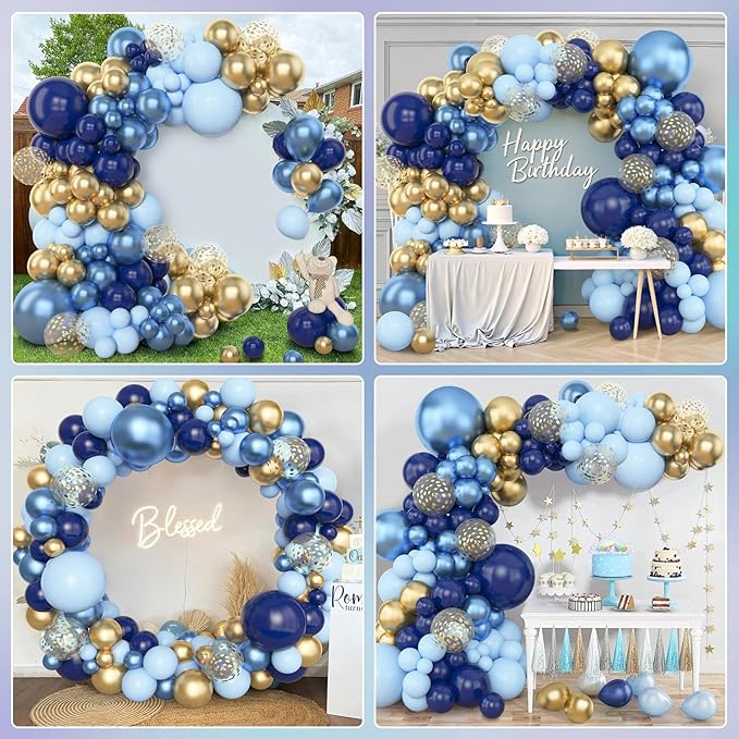 Amandir 153pcs Navy Blue Gold Balloon Garland Arch Kit, Different