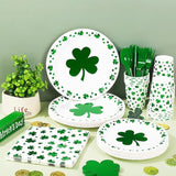 168Pcs St Patrick's Day Tableware Set Foil Green Shamrock Disposable