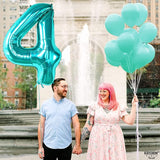 KatchOn, Giant Aqua Blue Number 4 Balloon - 40 Inch | Mermaid Number