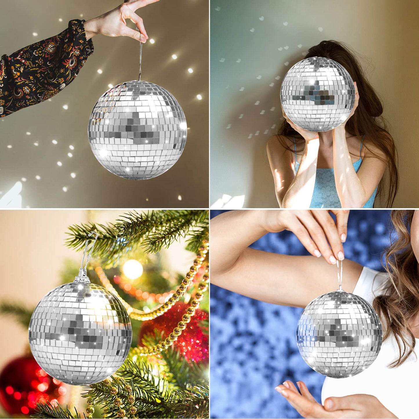 Newmemo 11pcs Disco Ball Cake Decoration Mirror Disco Balls Cake