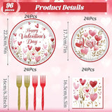 Valentines Day Plates and Napkins Decorations 96PCS Galentines Love