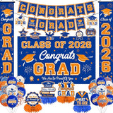 Graduation Decorations 2026 Blue and Orange Graduation Party Decor
