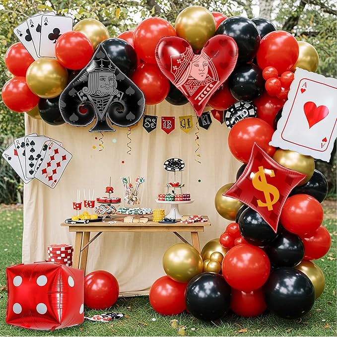 Casino Party Decorations 42Pcs Poker Night Balloons with Giant