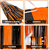 KatchOn, Black and Orange Foil Fringe Curtain - XtraLarge 3.2x8 Feet,