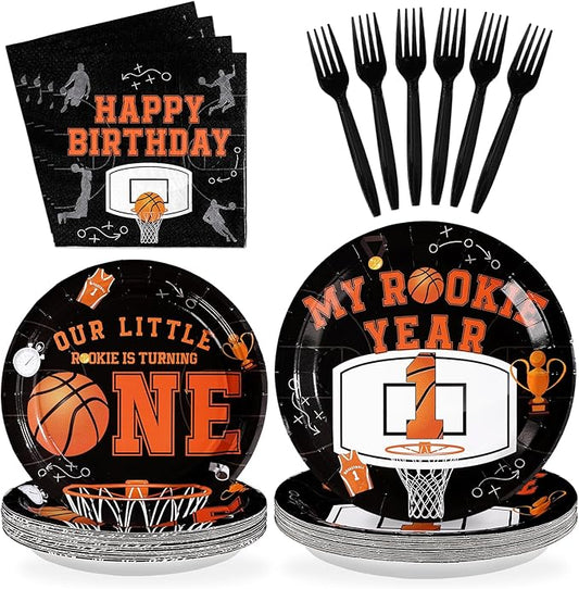 96Pcs Basketball 1st Birthday Party Supplies My Rookie Year First