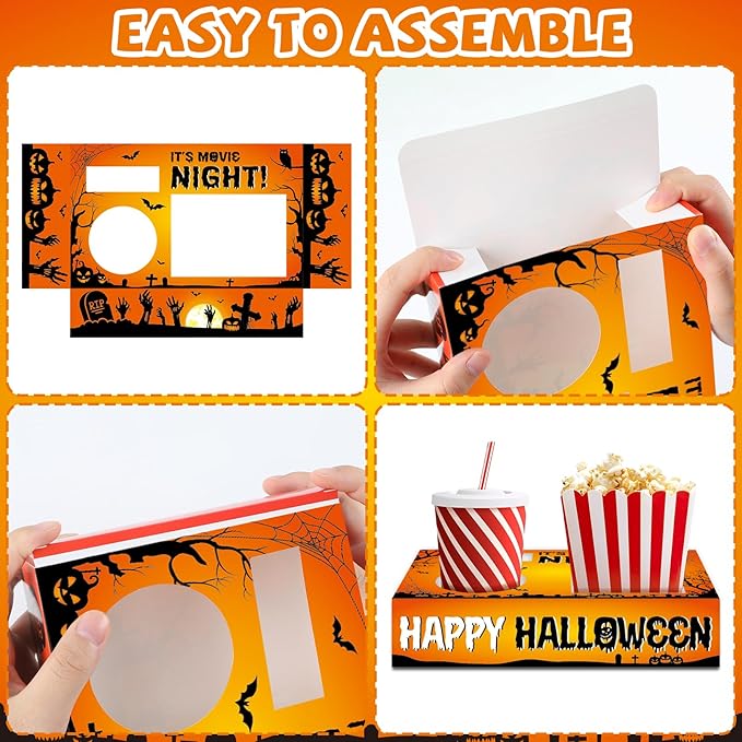 50Pcs Halloween Movie Night Supplies Snack Trays Movie Theater Snack