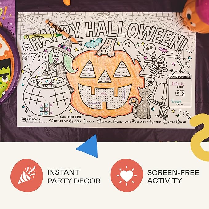 Tiny Expressions Halloween Placemats (Pack of 12 Pumpkin Placemats) |