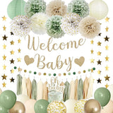 Amandir Baby Shower Decorations Sage Green Balloons Welcome Baby
