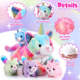 Harrycle 5 Pieces Caticorn Plush Toy Set 16 Inch Mommy Cat Unicorn