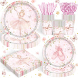 120PCS Ballerina Party Supplies for Girls Dancing Themed 1st 2nd