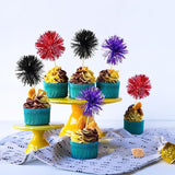 Gyufise 30Pcs Foil Firework Cupcake Toppers Sparkle Tinsel Cake #27