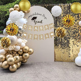 Gold Graduation Party Decoration Class Banner Hanging Pom Poms