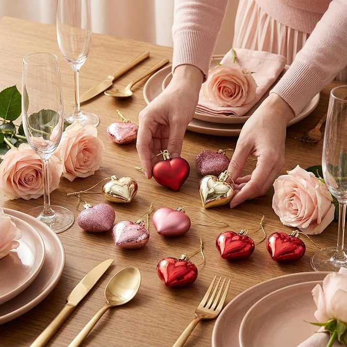 Valery Madelyn 25Pcs Valentine's Day Heart Shaped Ornaments Gift