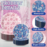 50 PCS Luau Tropical Birthday Party Plates 9Inch Pink Hibiscus 7Inch