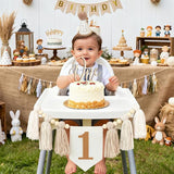 First Birthday Party Decorations Light Brown High Chair Banner 1st