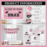 Graduation Decorations 2026 Pink Graduation Party Decor Set include