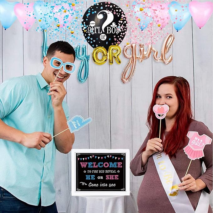Baby Gender Reveal Party Supplies Kit Photo Props Games Decorations