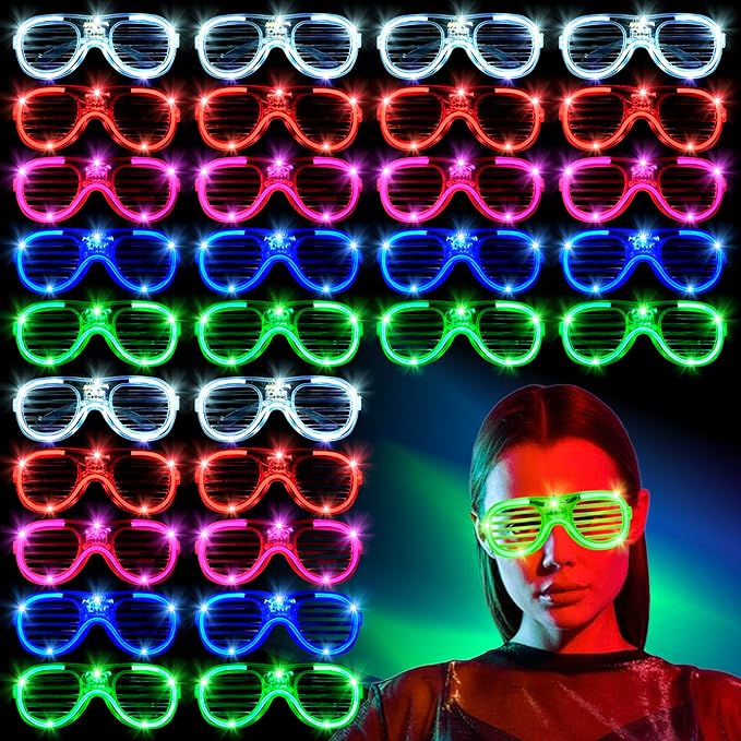 70 Packs LED Glasses 5 Neon Colors glow in the dark party supplies