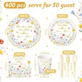 400 Pcs Spring Floral Bridal Shower Party Supplies Decorations