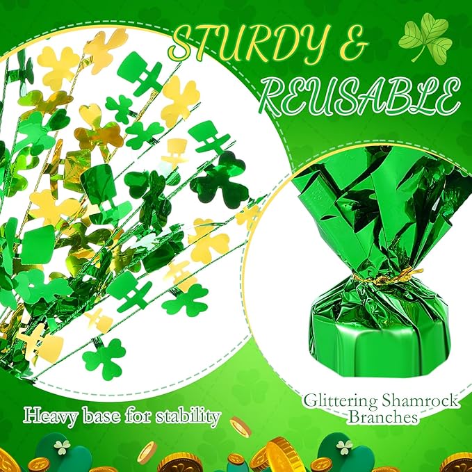 6 Pcs St Patrick's Day Party Centerpiece Shamrock Foil Spray Table