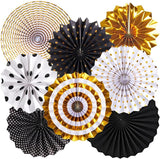 Black and Gold Decorations Hanging Honeycomb Paper Pompoms Fan for