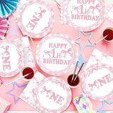 96Pcs Pink Bow 1st Birthday Party Decorations Cute Coquette Birthday