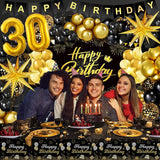Black and Gold Birthday Decorations for Men Women Black and Gold