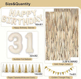 31st Birthday Decorations for Women, White and Gold 31 Boho Birthday