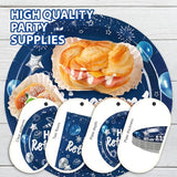 96Pcs Happy Retirement Party Supplies Blue and Silver Plates and