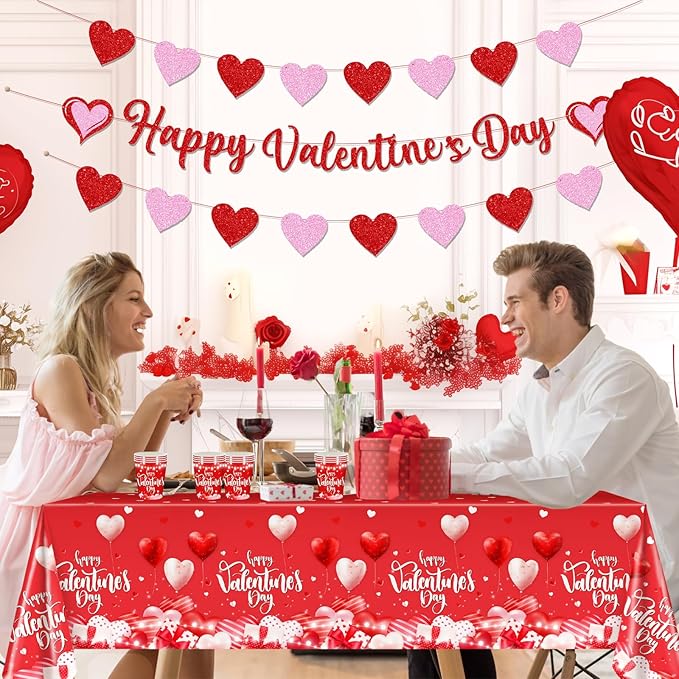Valentine's Party Decorations 196 Pcs Valentines Plates and Napkins