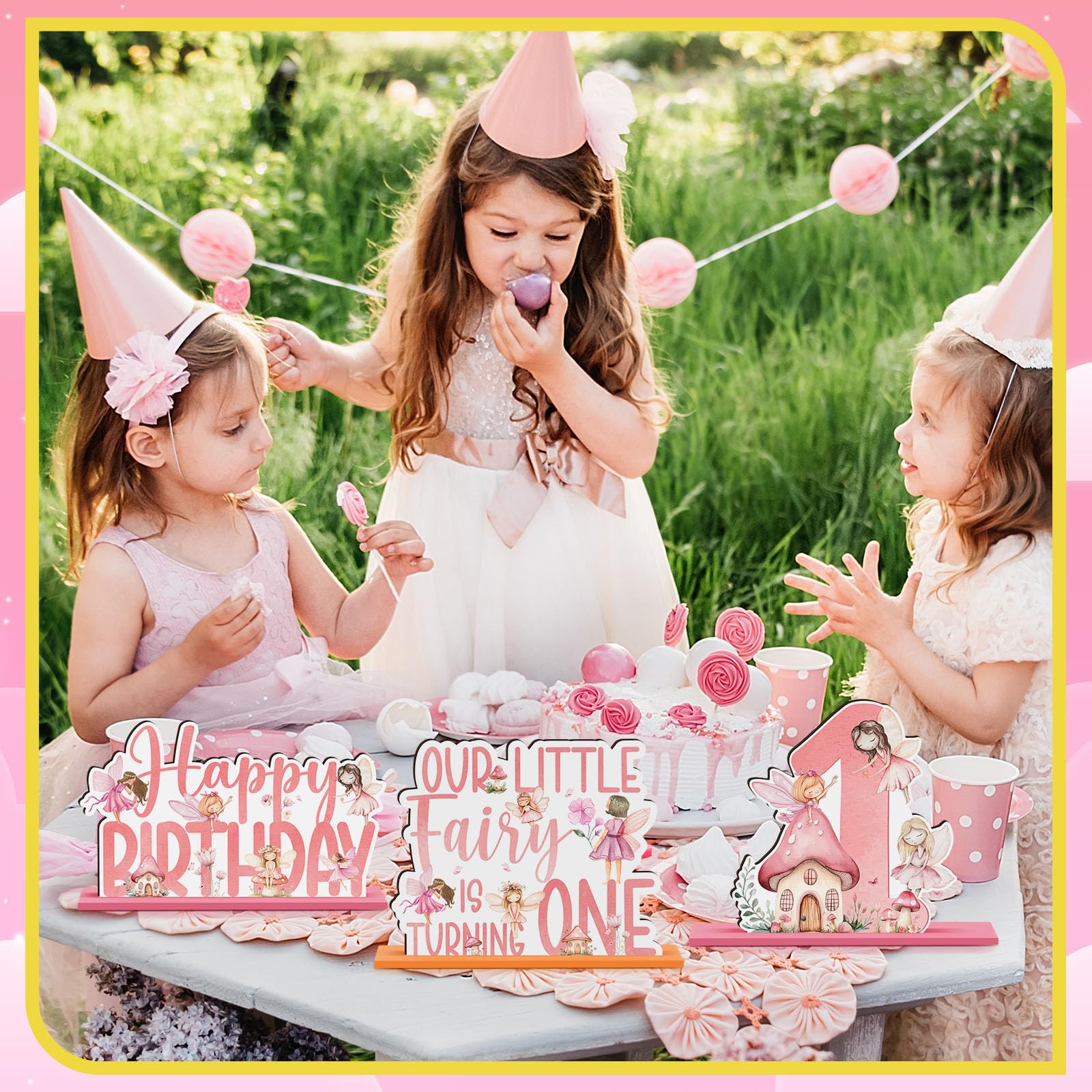 CroBlissful 6 Pcs Fairy Wonderland Party Decorations Wood Fairy Table