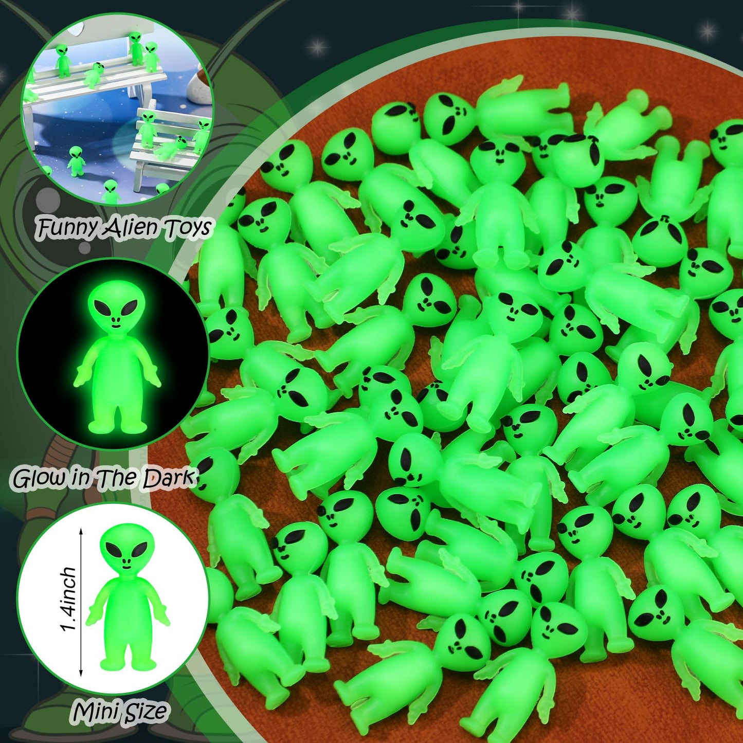 120 Pcs Mini Alien Figures Glow in The Dark Small Little