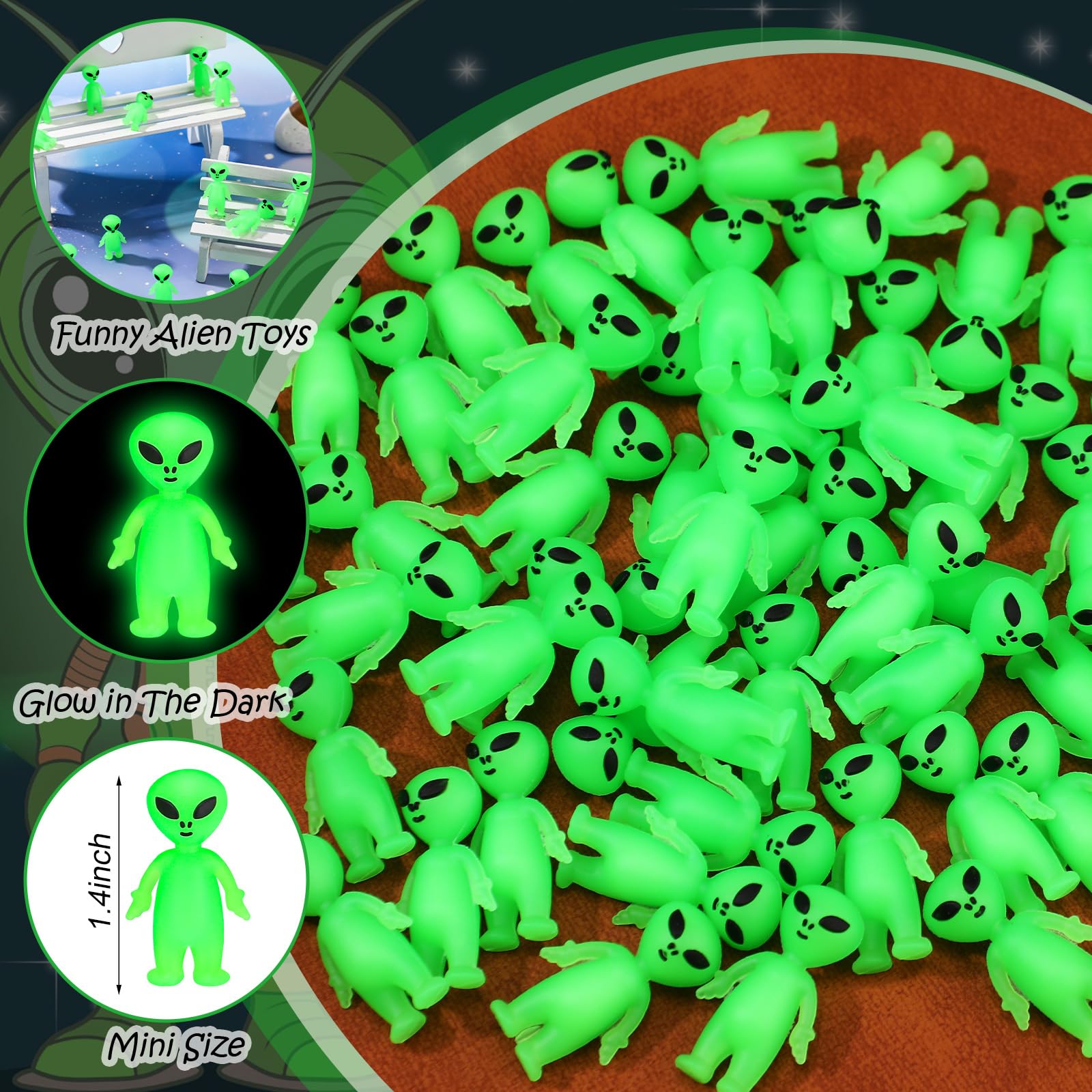 120 Pcs Mini Alien Figures Glow in The Dark Small Little